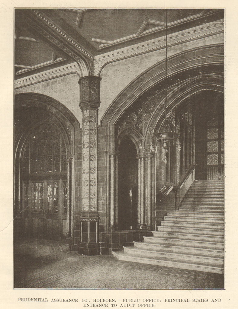 Prudential Assurance, Holborn. Office. Stairs & entrance to Audit office 1905